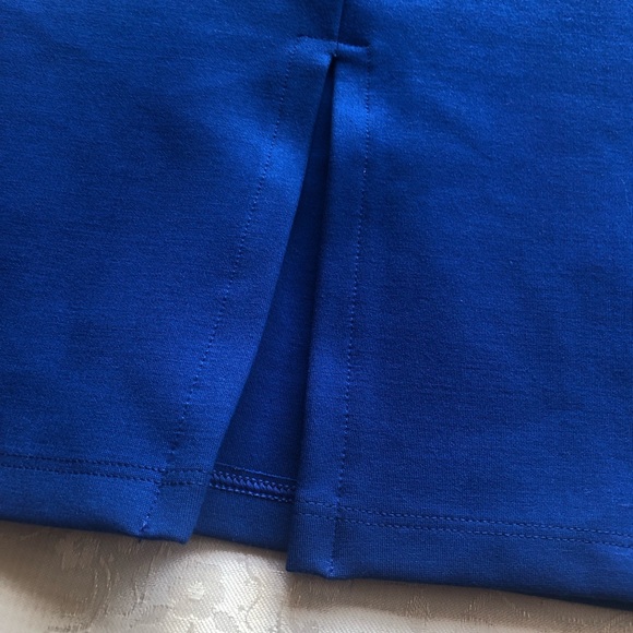 Studio F Royal Blue High-Waisted Elastic Pencil Skirt Back Slip Women’s Size 12 - Picture 14 of 16